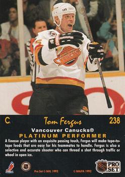 1991-92 Pro Set Platinum #238 Tom Fergus Back