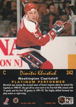 1991-92 Pro Set Platinum #242 Dimitri Khristich Back