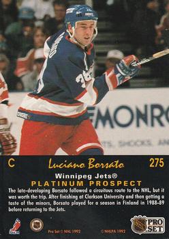 1991-92 Pro Set Platinum #275 Luciano Borsato Back