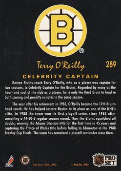 1991-92 Pro Set Platinum #289 Terry O'Reilly Back