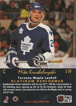 1991-92 Pro Set Platinum #119 Mike Krushelnyski Back