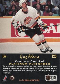 1991-92 Pro Set Platinum #125 Greg Adams Back