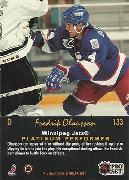 1991-92 Pro Set Platinum #133 Fredrik Olausson Back