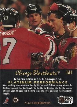 1991-92 Pro Set Platinum #141 Chicago Blackhawks Back