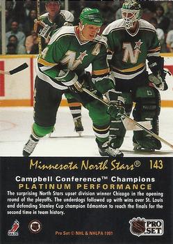 1991-92 Pro Set Platinum #143 Minnesota North Stars Back