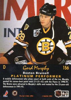 1991-92 Pro Set Platinum #156 Gord Murphy Back