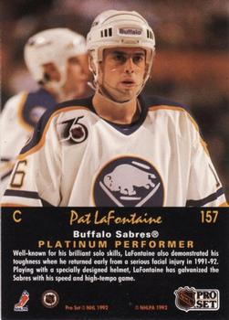 1991-92 Pro Set Platinum #157 Pat LaFontaine Back