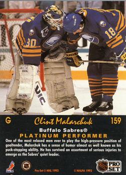 1991-92 Pro Set Platinum #159 Clint Malarchuk Back