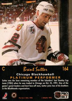1991-92 Pro Set Platinum #164 Brent Sutter Back