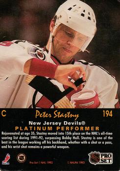 1991-92 Pro Set Platinum #194 Peter Stastny Back