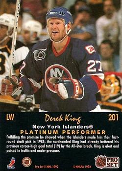 1991-92 Pro Set Platinum #201 Derek King Back