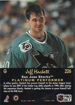 1991-92 Pro Set Platinum #226 Jeff Hackett Back