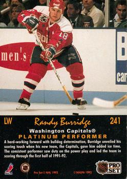 1991-92 Pro Set Platinum #241 Randy Burridge Back