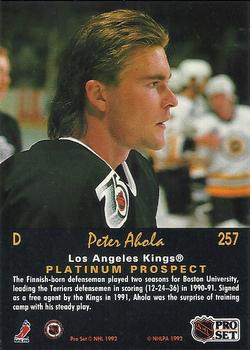 1991-92 Pro Set Platinum #257 Peter Ahola Back