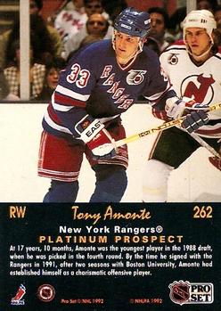 1991-92 Pro Set Platinum #262 Tony Amonte Back