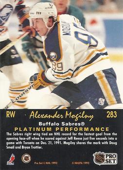 1991-92 Pro Set Platinum #283 Alexander Mogilny Back