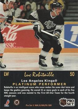 1991-92 Pro Set Platinum #50 Luc Robitaille Back