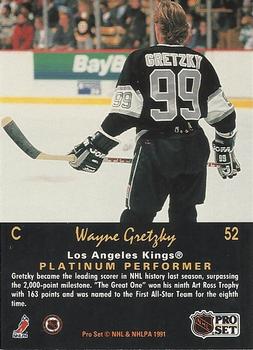 1991-92 Pro Set Platinum #52 Wayne Gretzky Back