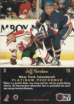 1991-92 Pro Set Platinum #78 Jeff Norton Back