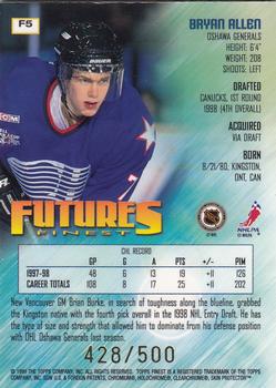 1998-99 Finest - Futures Finest #F5 Bryan Allen Back