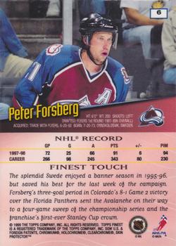 1998-99 Finest - No Protectors #6 Peter Forsberg Back