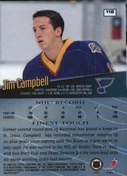 1998-99 Finest - No Protectors #118 Jim Campbell Back