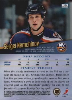 1998-99 Finest - No Protectors Refractors #16 Sergei Nemchinov Back