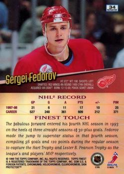 1998-99 Finest - No Protectors Refractors #34 Sergei Fedorov Back