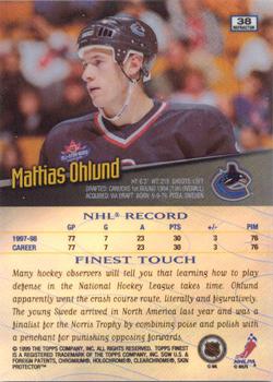 1998-99 Finest - No Protectors Refractors #38 Mattias Ohlund Back