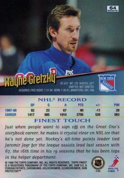 1998-99 Finest - No Protectors Refractors #64 Wayne Gretzky Back