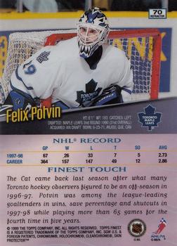 1998-99 Finest - No Protectors Refractors #70 Felix Potvin Back