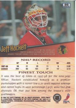 1998-99 Finest - No Protectors Refractors #86 Jeff Hackett Back