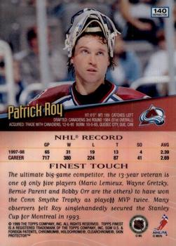 1998-99 Finest - No Protectors Refractors #140 Patrick Roy Back