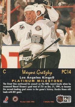 1991-92 Pro Set Platinum - Collectibles #PC14 Wayne Gretzky Back