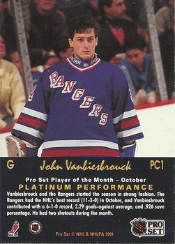 1991-92 Pro Set Platinum - Collectibles #PC1 John Vanbiesbrouck Back