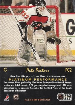 1991-92 Pro Set Platinum - Collectibles #PC2 Pete Peeters Back