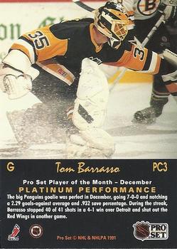 1991-92 Pro Set Platinum - Collectibles #PC3 Tom Barrasso Back