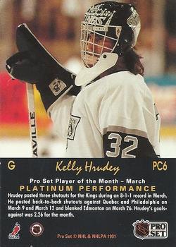 1991-92 Pro Set Platinum - Collectibles #PC6 Kelly Hrudey Back