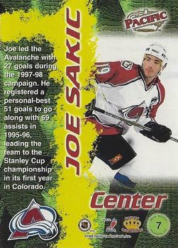 1998-99 Pacific - Dynagon Ice #7 Joe Sakic Back