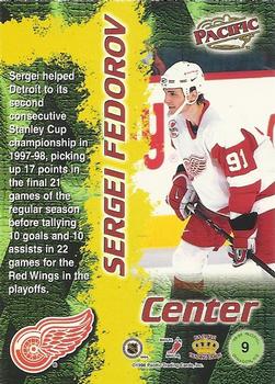 1998-99 Pacific - Dynagon Ice #9 Sergei Fedorov Back