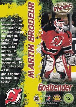 1998-99 Pacific - Dynagon Ice #12 Martin Brodeur Back