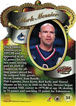 1998-99 Pacific - Gold Crown Die Cuts #34 Mark Messier Back