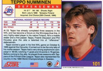 1991-92 Score American #101 Teppo Numminen Back