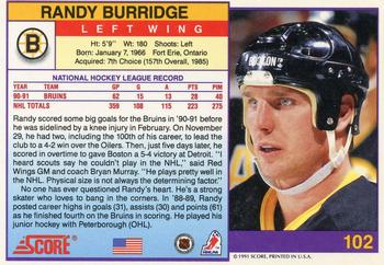 1991-92 Score American #102 Randy Burridge Back