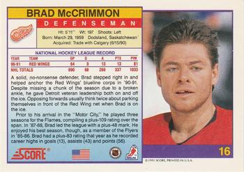 1991-92 Score American #16 Brad McCrimmon Back