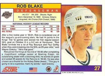 1991-92 Score American #27 Rob Blake Back