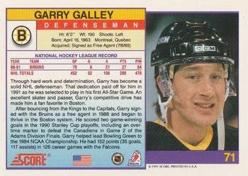1991-92 Score American #71 Garry Galley Back