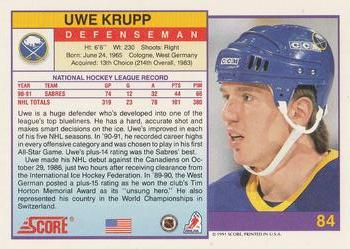 1991-92 Score American #84 Uwe Krupp Back