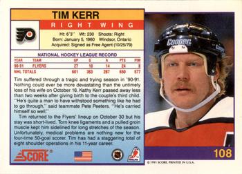1991-92 Score American #108 Tim Kerr Back