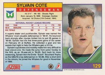 1991-92 Score American #129 Sylvain Cote Back